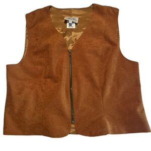 River Ridge faux suede brown vest with front zipper size LP